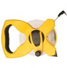 盤式玻璃纖維公英制長卷尺, 1/2''寬尺帶，雙面公英制刻度，清晰易讀?？箾_擊ABS外殼，有效防震。 PVD尺帶，易于清潔。橡膠手柄，握持舒適。Class III精確度。