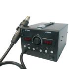 ·手柄采用防回風(fēng)設(shè)計(jì)，杜絕溫度過高燒手柄。

·自動休眠，熱風(fēng)焊臺手柄放置焊臺架上，機(jī)器將自動進(jìn)入休眠狀態(tài)，節(jié)省能源，延長發(fā)熱體的使用壽命。

·加熱與冷風(fēng)切換非常方便。

·有工作模式記憶存儲功能，調(diào)用很方便。

·插卡式數(shù)據(jù)管理，避免操作人員隨意更改設(shè)置參數(shù)。

·關(guān)機(jī)冷卻，工作結(jié)束不使用機(jī)器，關(guān)閉電源開關(guān)，機(jī)器將自動冷風(fēng)延時關(guān)機(jī)。

·設(shè)有故障報(bào)警功能，當(dāng)機(jī)器出現(xiàn)故障時，機(jī)器將發(fā)出報(bào)警提示。

·雙窗口數(shù)碼顯示，濕度和風(fēng)量顯示直觀。

·手柄流線型設(shè)計(jì)，帶按鍵訊響。使用舒適方便。

·顯示的溫度值可攝氏與華氏任意轉(zhuǎn)換，使用方便。
